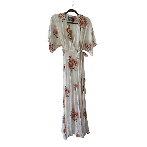 Reformation Ivory Winslow Floral Maxi Wrap Dress Size XS - Picture 1 of 9